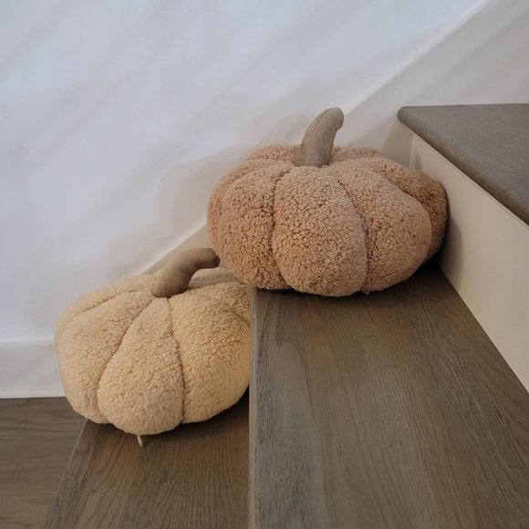 Warm and Cozy NWOT tan and cream plush pumpkin set pillow plush - Picture 6 of 9
